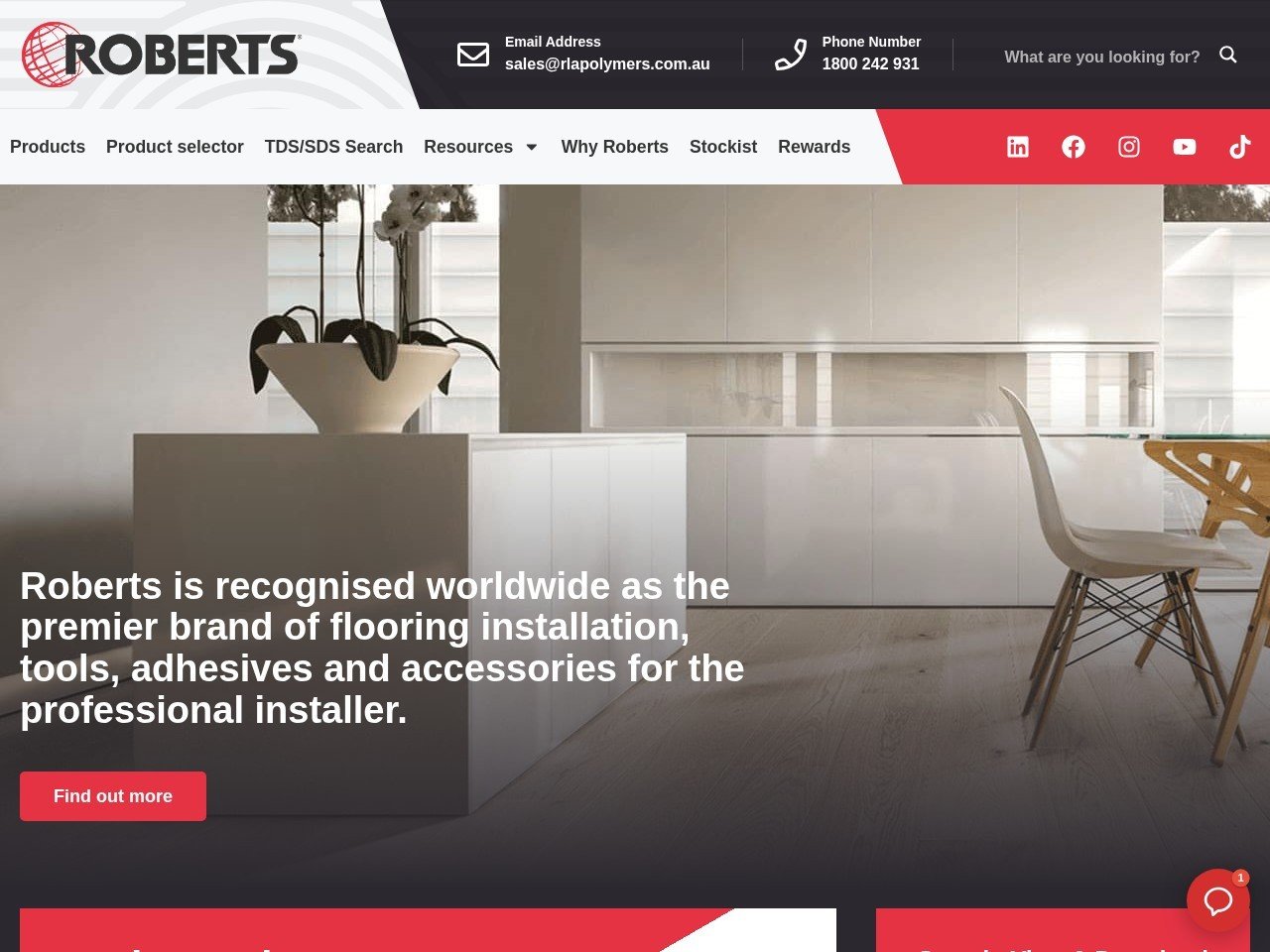 Roberts Products website homepage