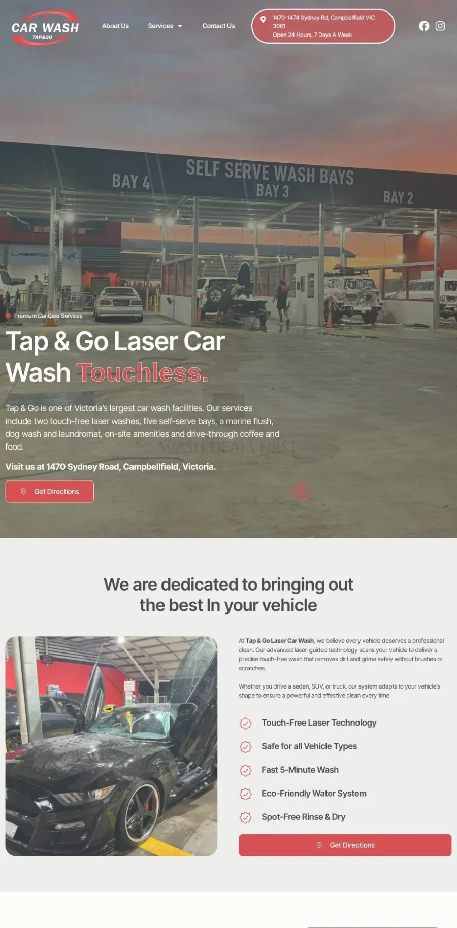 Tap & Go Laser Car Wash website