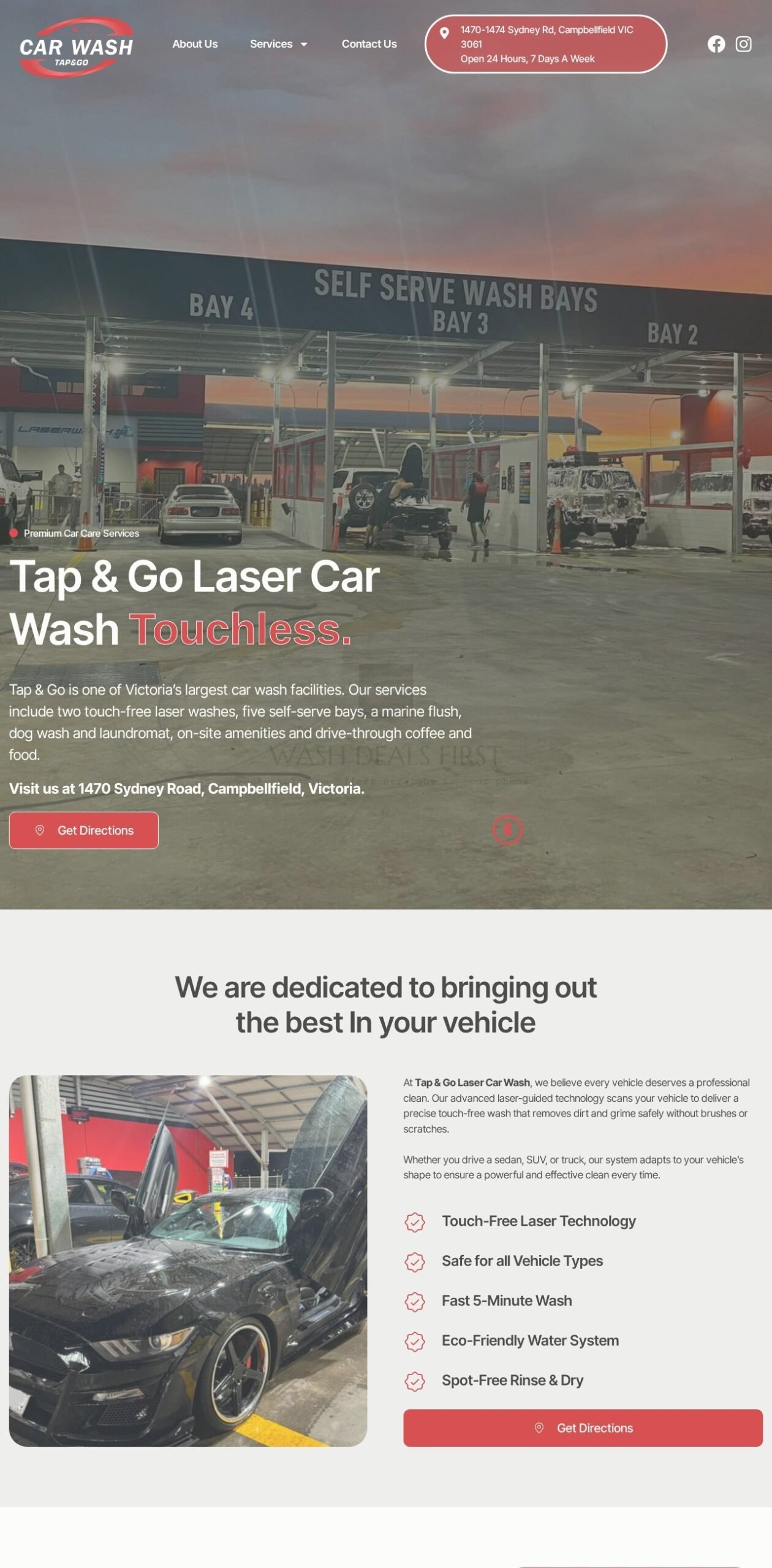 Tap & Go Laser Car Wash website