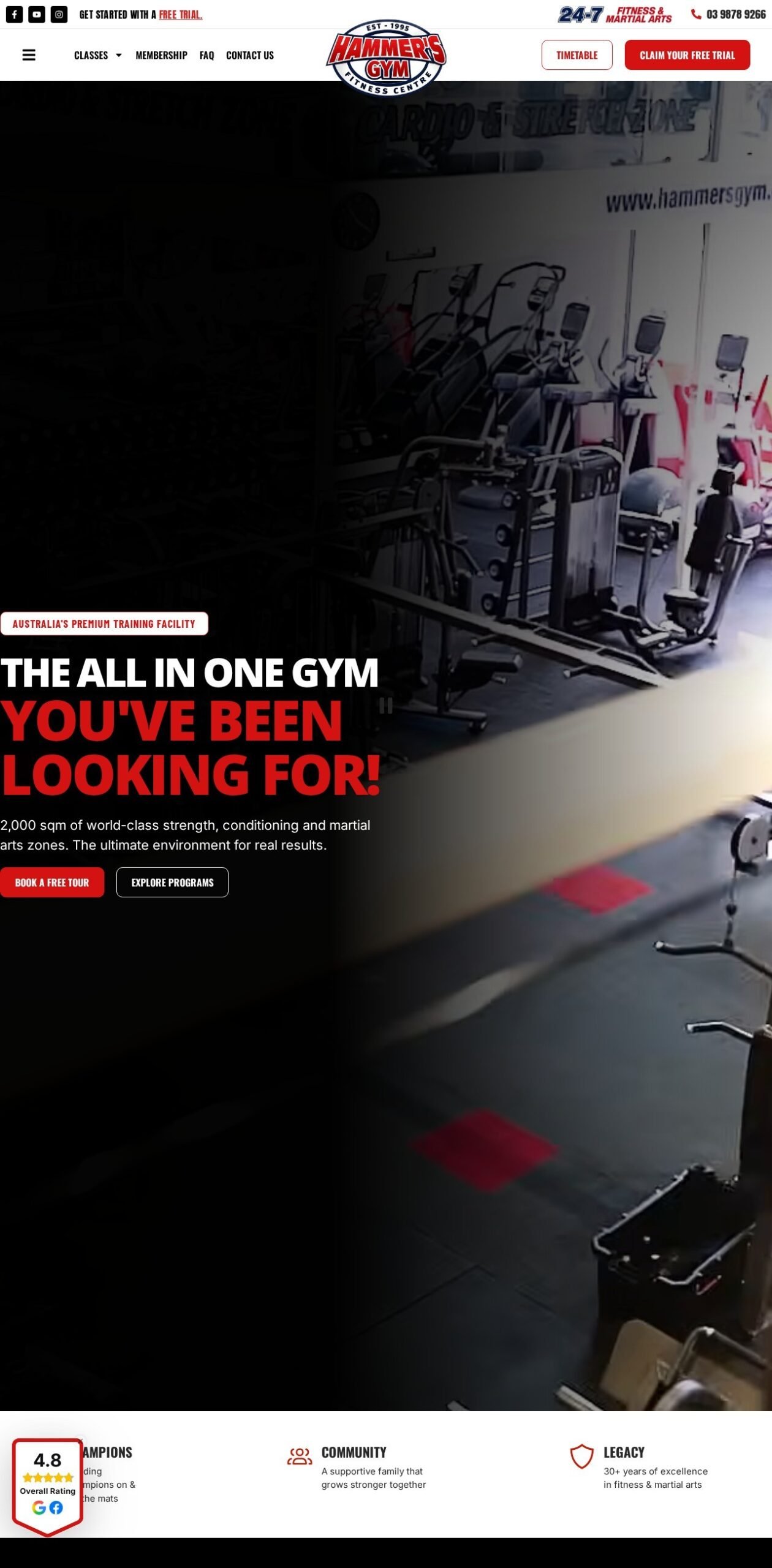 Hammers Gym website